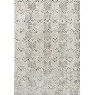 COSMOLIVING BY COSMOPOLITAN Chevron Machine Woven Ivory Area Rug