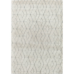 COSMOLIVING BY COSMOPOLITAN Chevron Machine Woven Ivory Area Rug