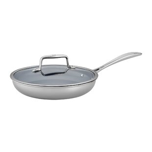 ZWILLING J.A. HENCKELS Zwilling Clad CFX 9.5-inch Stainless Steel Ceramic Nonstick Fry Pan with Lid