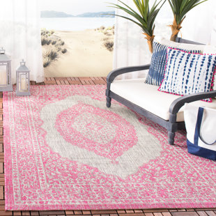 WORLD MENAGERIE Auburn Hooked Grey/Pink Indoor/Outdoor Rug