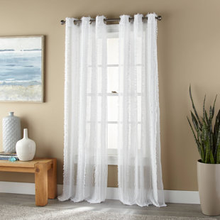 NANSHING AMERICA, INC Solid Color Semi-Sheer Single Curtain Panel (Set of 2)