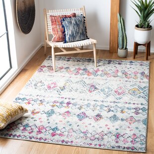 MISTANA Desma Geometric Machine Woven Ivory/Blue/Pink Area Rug