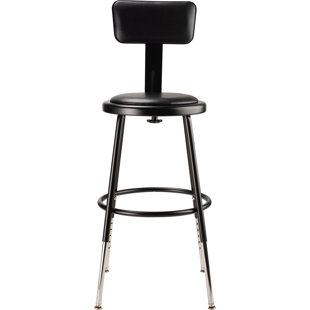 NATIONAL PUBLIC SEATING Backed Adjustable Height Ergonomic Industrial Stool with Footring