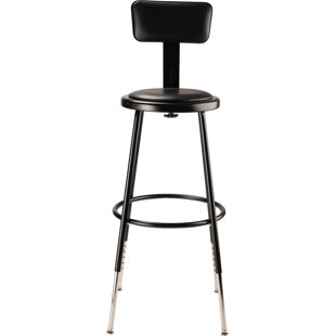 NATIONAL PUBLIC SEATING Backed Adjustable Height Ergonomic Industrial Stool with Footring