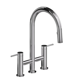 RIOBEL Azure Bridge Pull-Down Kitchen Faucet With C-Spout