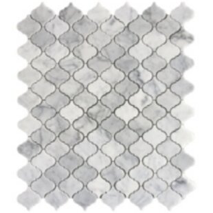 PORPORA 12” x 12” Carrara White Lantern Mosaic Marble Tile Sheets Polished for Wall and Floor