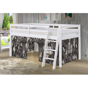 ZOOMIE KIDS Gladwin Twin Solid Brazilian Pine Wood Junior Loft Bed With Interchangeable Tents