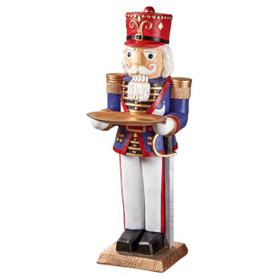 DESIGN TOSCANO Nutcracker Soldier Holiday Butler Sculptural Pedestal Table