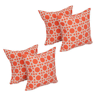 BLAZING NEEDLES Outdoor Cushion Collection Geometric Indoor/Outdoor Reversible Throw Pillow (Set of 4)
