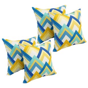 BLAZING NEEDLES Outdoor Cushion Collection Indoor/Outdoor Reversible Throw Pillow (Set of 4)