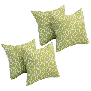 BLAZING NEEDLES Outdoor Cushion Collection Indoor/Outdoor Reversible Throw Pillow (Set of 4)