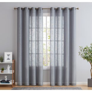 GRACIE OAKS Aleksander Polyester Semi Sheer Curtain Pair (Set of 2)