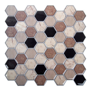 TRUU DESIGN 10'' W x 10'' L PVC Peel and Stick Mosaic Tile