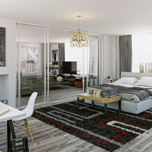 DOORS22 4 Panel Clear Glass Sliding Room Divider - Aluminum Frame with Silent Glide technology