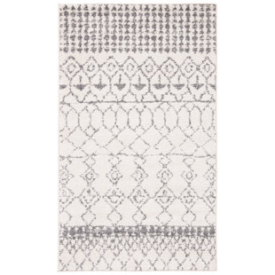 FERNLEAF Hastings Geometric Hand Woven Hand Hooked 60cm X 90cm Ivory/Grey Area Rug
