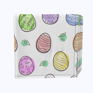 FABRIC TEXTILE PRODUCTS, INC. Napkin Set, 100% Milliken Polyester, Machine Washable, Set Of 12, 18X18", Simple Eggs And Watercolor Blots (Set of 12)