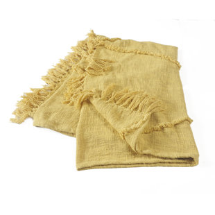 EVETTE RIOS Terracotta Fringed Handmade Woven Throw Blanket