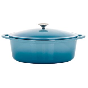 Mega Chef 7 Qt. Cast Iron Oval Casserole with Lid