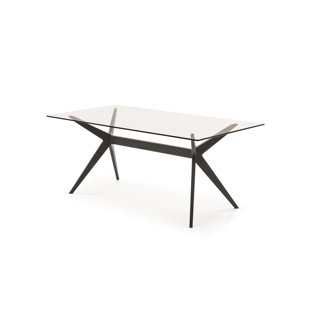 CALLIGARIS Kent Table with Glass Top and Central Wooden Base