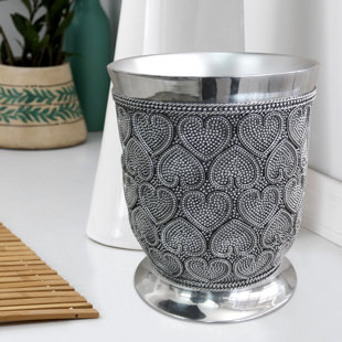 NU STEEL Beaded Heart Resin Open Waste Basket - 1.75 Gallons