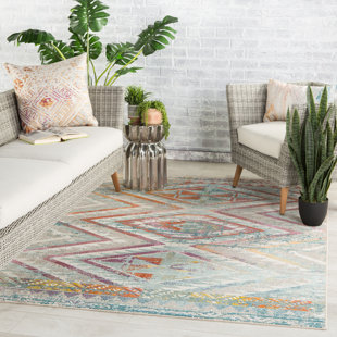 MILLWOOD PINES Almon Ivory/Blue/Purple Indoor/Outdoor Rug