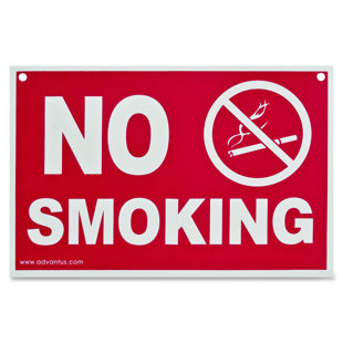 ADVANTUS CORP. Economy No Smoking Wall Sign, Plastic, 12 x 8, Red