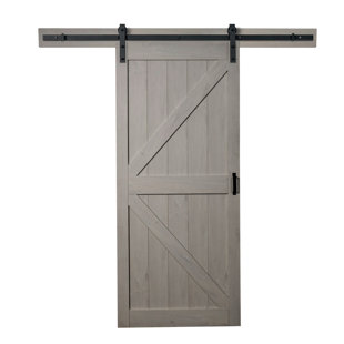 RENIN Paneled Manufactured Wood Barn Door with Installation Hardware Kit