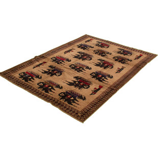 ISABELLINE Shartlesville One-of-a-Kind 6'11" X 9'8" 2010s Wool Area Rug in Tan/Black