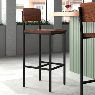 BFM SEATING Memphis Solid Wood Stool (Set of 2)