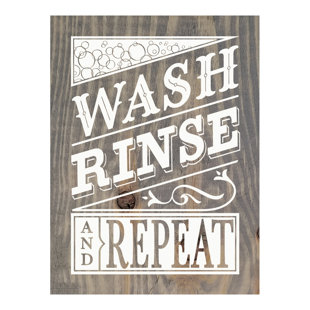 Wash Rinse Repeat by Sawdust City - Unframed Textual Art Print on Wood