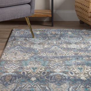 BLOOMSBURY MARKET LaTayna Ikat Pewter Area Rug