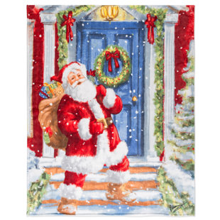 THE HOLIDAY AISLE® Étienne Christmas Santa At The Door Ultra Soft Throw