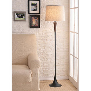 GEORGE OLIVER Kanode 60'' Oil Rubbed Bronze With Mahogany Traditional Floor Lamp