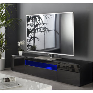 ORREN ELLIS 78" Svioandi Glossy TV Stand Cabinet with Lights Soundbar Shelf for TVs up to 88"