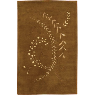 CHANDRA RUGS Dream Floral Handmade Tufted Wool Brown Area Rug