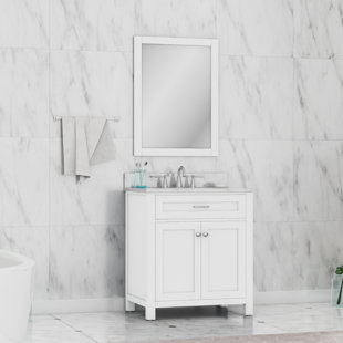 ALYA BATH Norwalk 30'' Free-standing Single Bathroom Vanity with Marble Vanity Top