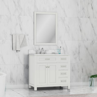 ALYA BATH Norwalk 36'' Free-standing Single Bathroom Vanity with Marble Vanity Top