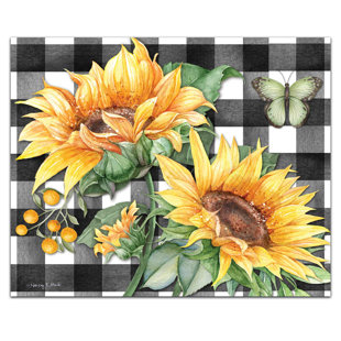 CounterArt Sunflower Fields Tempered Glass Cutting Board 10" x 8"