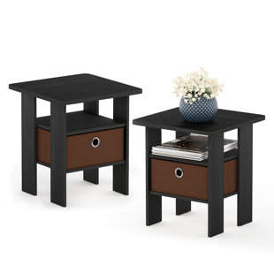 17 STORIES Joseph Side Table Nightstand with Bin Drawer, 2 per set (Set of 2)