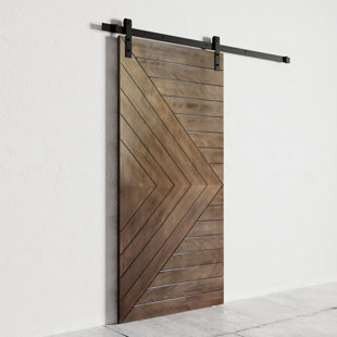 URBAN WOODCRAFT 40'' x 83'' Solid Wood Paneled with Installation Hardware Kit Barn Door