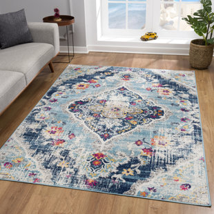 CORRIGAN STUDIO® Kymiere Abstract Blue Area Rug