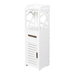 EBERN DESIGNS Gwalchmai 9.06'' W x 31.5'' H x 9.06'' D Free-Standing Linen Cabinet
