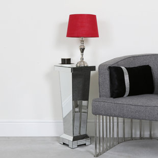 FAIRMONT PARK Chagford 80cm Sofa Side Table for Living Room Furniture, Wood and Glass End Table in Chrome Finish
