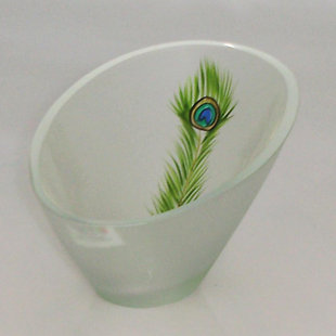 WOMAR GLASS Peacock Handmade Glass Table Vase