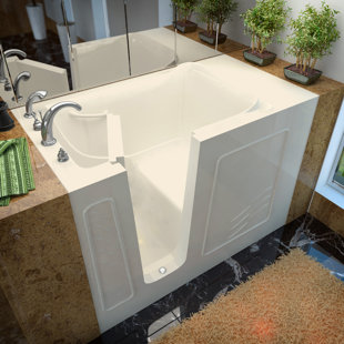 THERAPEUTIC TUBS Ashton 52.8'' x 29.5'' Walk-in Soaking Porcelain Enameled Steel Bathtub with Faucet