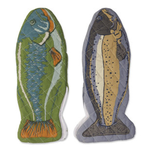 Design Imports Fish Cotton Blend Oven Mitt Set