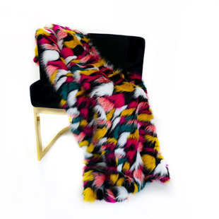 PLUTUS BRANDS Plutus Purple, Yellow, Black Amazonian Bird Faux Fur Luxury Throw Blanket