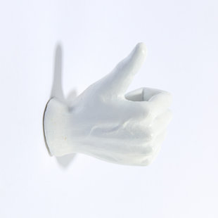 INTERIOR ILLUSIONS White Thumbs Up Wall Mount - 6.5" long