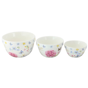 Grace's Tea Ware Pantry Size Nested 3 Piece Porcelain Mixing Bowl Set
