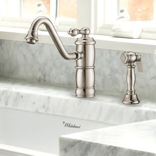 Whitehaus Collection Single Lever Faucet with Traditional Swivel Spout and Solid Brass Side Spray